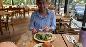 Food has become one of Jacob's passions in DC, and shows as he enjoys lunch off campus.