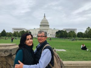 Parents in front of the White House.