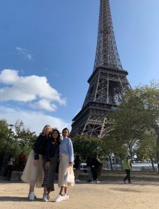 Aisha Burka and friends at the Eiffel Tower