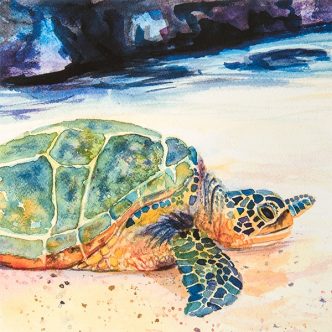 water color of sea turtle by Marionette Taboniar