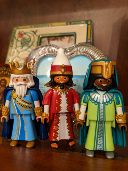 The three magi as lego figures.